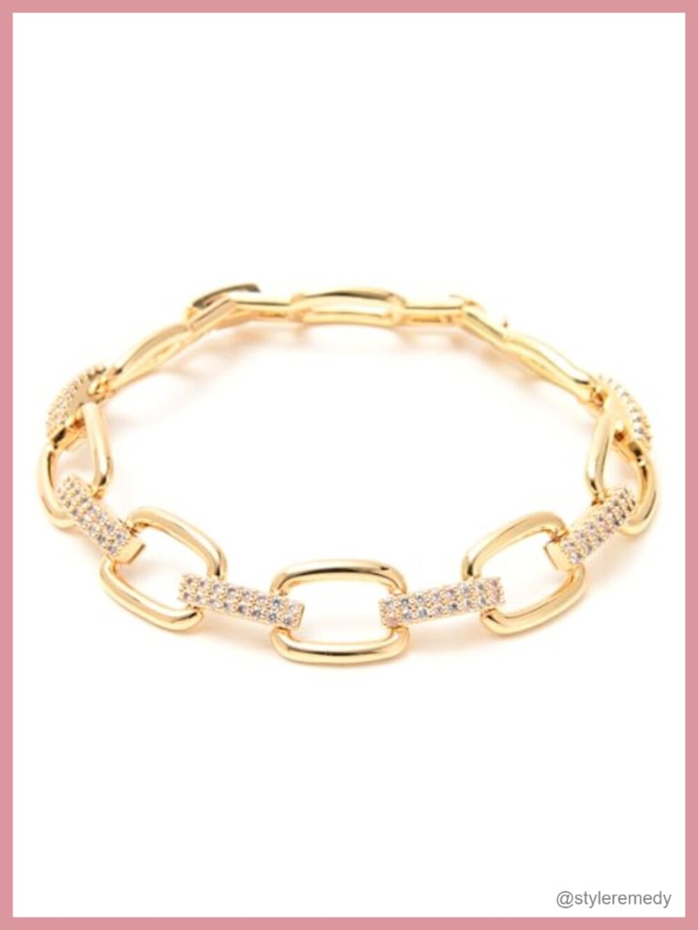 14K Gold and Silver Plated Curb Chain Toggle Clasp Bracelet CZ Charm
